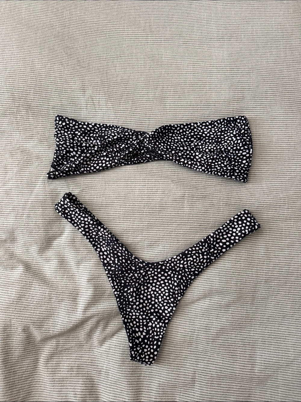 Black & White Speckled Bandeau Bikini Set